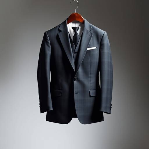 A perfectly fitted bespoke suit hanging elegantly, showcasing impeccable tailoring.