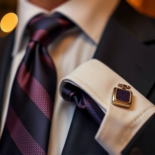Close-up of a collection of luxurious silk ties and elegant cufflinks, suggesting refined accessory choices.