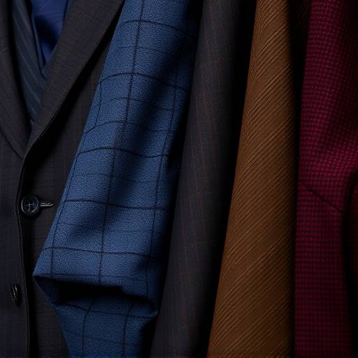 Close-up of various high-quality suit fabrics displayed neatly.